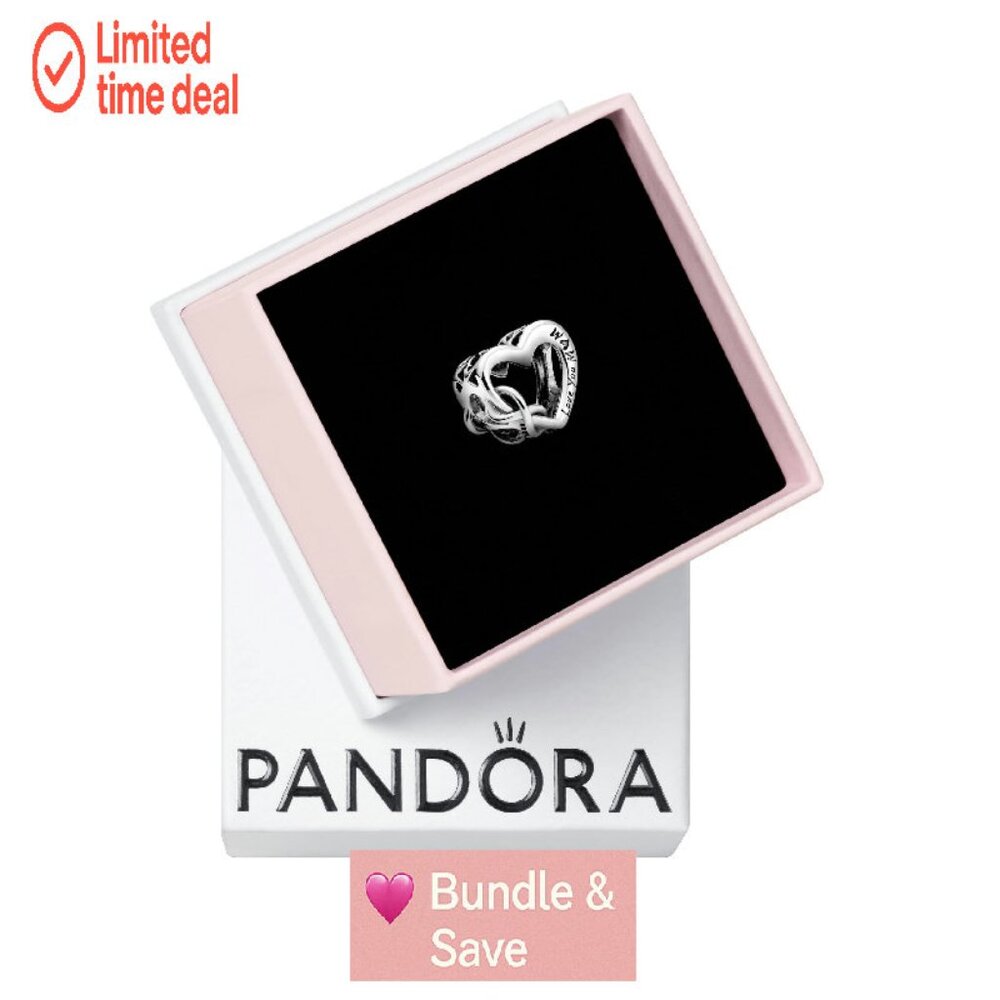 Sterling Silver Heart Charm Infinity Mom Jewelry Gift